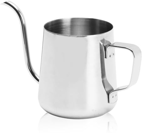Baxnore Caffettiera per tè a goccia in acciaio inossidabile, Bollitore per caffè a collo di cigno, Bollitore per caffè a goccia, Teiera a collo di cigno per casa all'aperto (Argento da 250 ml)