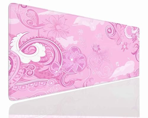 Mauspad Gaming Groß 600x300x4mm Pink XXL Mousepad Groß Wassxerdicht Tischunterlage Speed Gaming Maus Tastatur Matte PC Laptop rutschfeste Gummibasis Mouse Mat für Office Home Gamer J-810