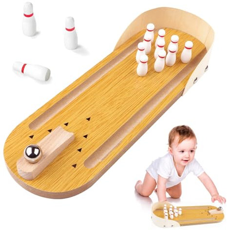 HTTYHT Bowling Set Kinder mit 10 Pins Mini Desktop Bowling Mini Bowling Game Set Tisch Bowling Set Tischbowling, für Erwachsene im Büro, auf Partys oder als Spielzeug für Kinderzimmer