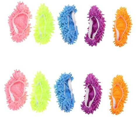 Healeved 10 Piezas Zapatillas de trapeador artículos de Limpieza de la casa fregona Calcetines Pantuflas para fregona para Limpieza de Suelos Zapatilla de trapeador Plumero mop Chenille