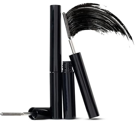 2Pack Iron Wand Mascara, 3D Curling Eyelash Iron Mascara, Washable Metal Rod, Long-Lasting Volumizing Black, 5g (Black, One Size)