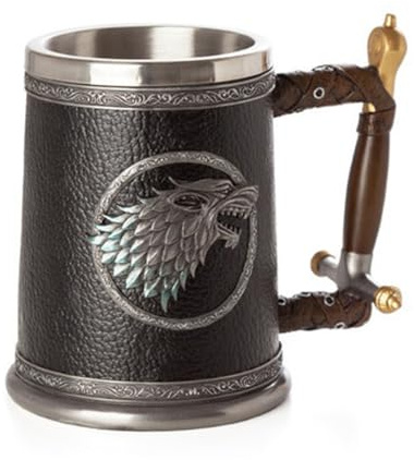 PEKJDS Game of Throne Norsemen Rustic Mug Gothique Pirate Mug Rétro Vintage Bar FestivalCup,3D Tasse en acier inoxydable Tasse à boire pour boisson, café, bière (E)