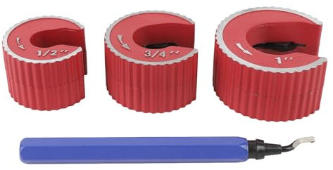 Copper Tubing Cutter Set for Tight Spaces, 3 PCS Copper Pipe Cutter Tool for Automobile Brake Lines Cooling Lines, Includes 1/2, 3/4 and 1 Inch Cutters, 1 Deburring Tool