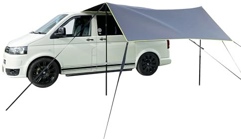 OLPRO Multi Shade Campervan Canopy Awning – Charcoal | Sun Canopy for Caravan, Motorhome, or Van | Waterproof Campervan Sun Shade, Fits Awning Rail