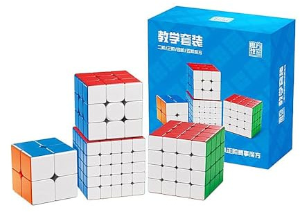 XMDCuber 2x2 3x3 4x4 5x5 Stickerless Speed Cube Bundle 2x2x2 3x3x3 4x4x4 5x5x5 Cube Set with Gift Packaging