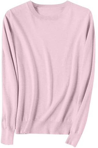 Sweatshirts for Women UK Ladies Knitted Jumper Long Sleeve Crew Neck Plain Tunic Tops Pullover Elegant Fall Winter Sweatshirts Casual Lightweight Knitwear Stretchy Warm Sweater Loungewear