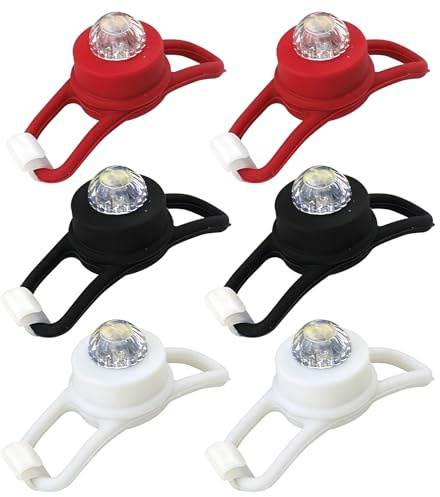 VEGOATY LED Licht 6er Set: Helles Licht, Kompakt und Wasserdicht, Langlebiger Akku, LED ist für den Außenbereich geeignet und kann auch als Kinderwagen Licht (2Black, 2white, and 2red)