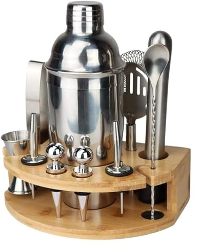 Cocktail Shaker Set, Bartender Kit, 12 Pieces Cocktail Shaker Set With Stand Stainless Steel Bar Tool Bartender Kit(750ml)