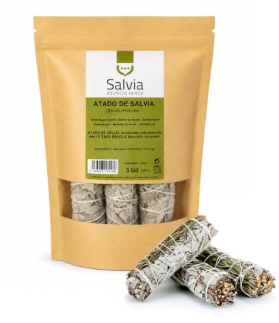 SALVIA | Salvia Bianca Naturale Mazzo (5 pz) | Smudge Stick per Pulizia Energetica, Rituali, Yoga e Meditazione | Incenso Naturale