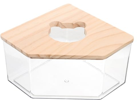 UPKOCH Hamster Sandbad mit Holzdeckel Transparentes Mehrzweck Bad für Hamster Rennmäuse Wüstenrennmäuse und Kleine Kleintiere als Sandbad und Toilette Geeignet Pflegeleicht und Robust