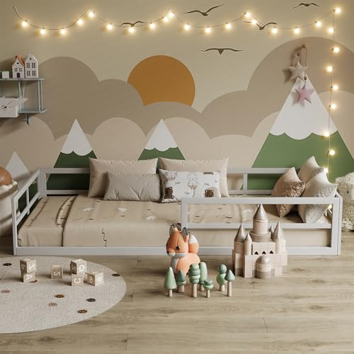VitaliSpa Bodenbett aus Metall Minno, Weiß, 90x200 mit Matratze