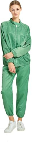 Men's Women's ESD Two-Piece Cleanroom Coverall | Anti-static Coverall Set/Work Suit for Cleanroom ESD Protected Areas (Green,6x_l)