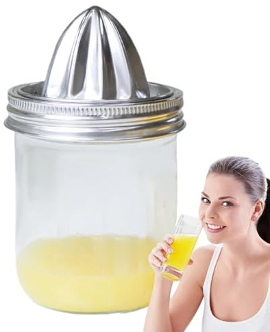 Dreuhuing Stainless Steel Lemon Juicer | Portable Kitchen Squeezer,Citrus Juicer Lid with Glass Jar,for Fruit Juice Orange Lime Kitchen