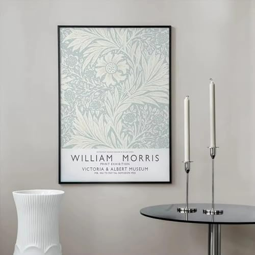 Nordisk William Morris-affischtryck Abstrakt växtmålning med ringblomma och riddarsporre Väggkonst för rum, heminredning (70x110cm/utan ram)