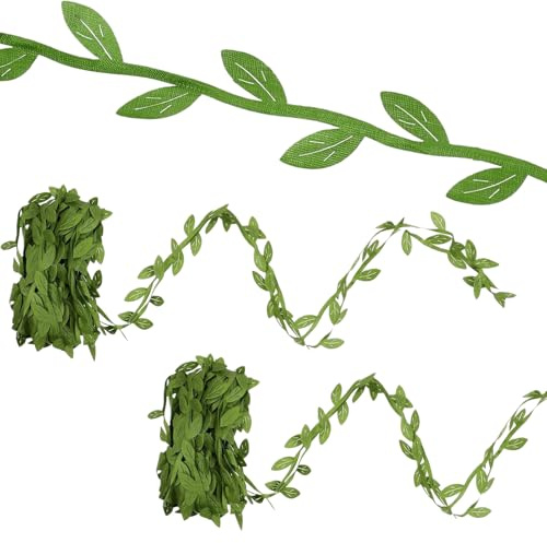2 Pcs Fake Vines,Fake Ivy,Artificial Leaves,Vine for Bedroom Aesthetic,Leaf Ribbon Green Garland Leaves,Artificial Hanging Plants,for DIY Crafts,Home,Wedding Decoration,Garden Artworks