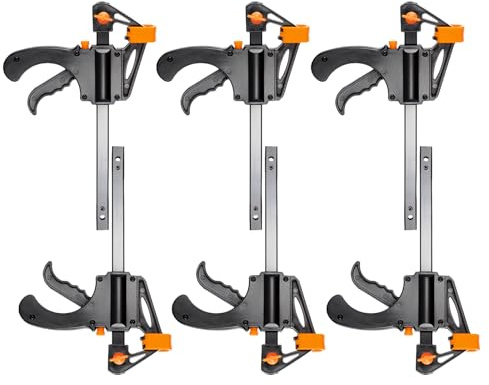 Hniuyun 6-Pack 4 Inch Bar Clamps with Quick-Grip Trigger & One-Handed Ratchet Action for Woodworking, Gluing and Craft Projects