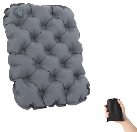 Yzalen Cojín hinchable para estadio, plegable, para viajes, playa, senderismo, pesca, canotaje, color gris