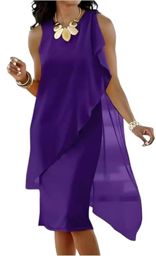 Robe de Soirée Chic et Elegant Fluide, Robe Mère de la Mariée en Mousseline Léger et Respirant pour Mariage Invité Cérémonie Fête Anniversaire