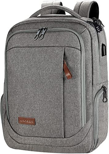 KROSER Laptop Rucksack Schulrucksack 17,3 Zoll Reiserucksack Handgepäck Tagesrucksack Wasserabweisende Multifunktion Laptoptasche für Business/Schule/Reisen/Frauen/Männer-Grau