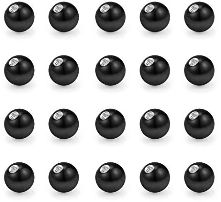 Briana Williams 20-25stk Piercing Kugel 5mm Chirurgenstahl Ersatzkugel 1.6mm Gewinde Schraubkugel Set Silber Schwarz Gold Resgold