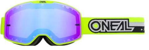 O'NEAL | Fahrrad- & Motocross-Brille | MX MTB DH FR Downhill Freeride | Verstellbares Band, optimaler Komfort, perfekte Belüftung | B-20 Goggle | Erwachsene | Neon-Gelb Schwarz verspiegelt | One Size