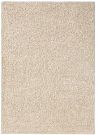 benuta Essentials Teppich, Hochflorteppich Shaggy Wohnzimmer Flauschig Modern Waschbar Soho Cream, 133x190 cm