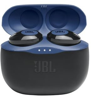 JBL Tune 125 TWS Auriculares intraaurales True Wireless con Bluetooth, Sonido Pure Bass y modo Dual Connect, hasta 32 hrs de música con estuche de carga, azul
