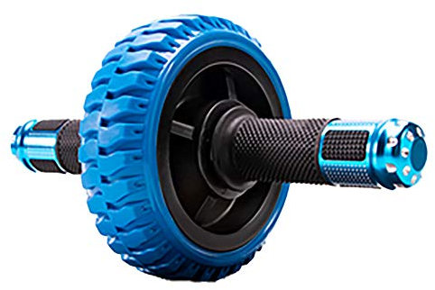 Bauch-Roller mit doppeltem Kugellager, massiver Metallgriff, rutschfest, für Zuhause, Fitnessstudio, Workout, Blau