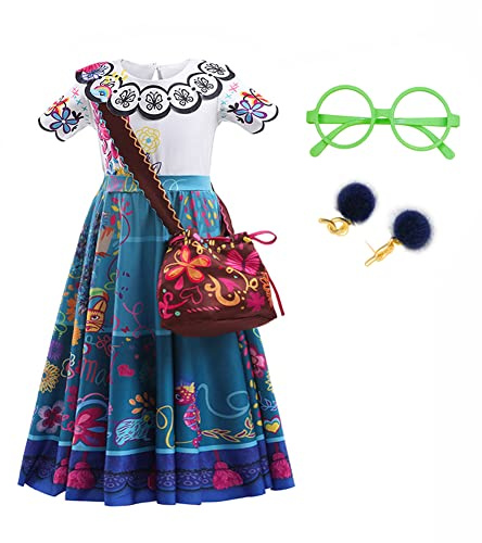 LZH Encanto Mirabel Costume Robe pour filles Cosplay Isabela Madrigal Princesse Halloween habiller avec accessoire