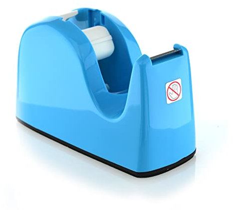 Dispensador de Cinta Adhesiva de Sobremesa -MEDIANO - REF.0517-A - muy Pesado, Alta Calidad y Apto para 33 y 66 mts. by Office Box (Azul)