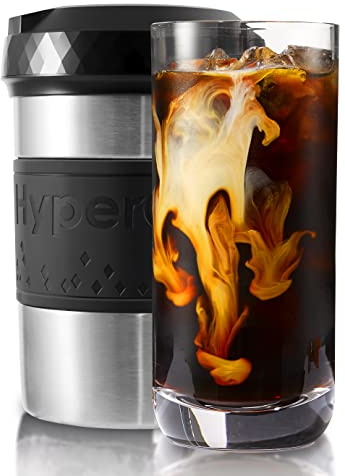 HyperChiller HC2SS Patented Iced Coffee/Beverage Cooler, NEW, Improved,Stronger and More Durable! | NEW, improved, more durable build. Ready in 1 min - reusable for iced tea, wine, spirits, alcohol, juice & coffee