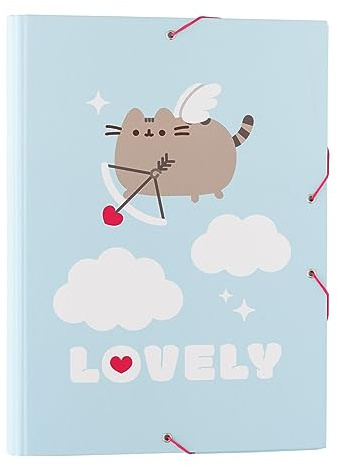 Grupo Erik Mappe A4 - Sammelmappe A4 Pusheen Cat Purrfect Love | Dokumentenmappe mit Gummizug - Heftmapppe A4 Schulranzen Ordnungsmappe - Büro Zubehör Schul Zubehör