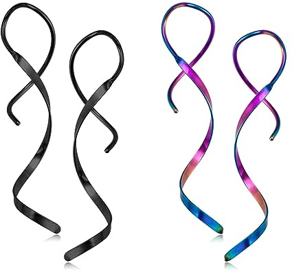TOLOWOBK Ohrringe Hängend für Damen, 2 Paar Quasten Spiraldraht Ohrringe Gold/Silber Lange Spiral Einfädler Durchzieher Ohrring Damen Mädchen Weihnachten Valentinstag Geburtstag Geschenk für Frauen