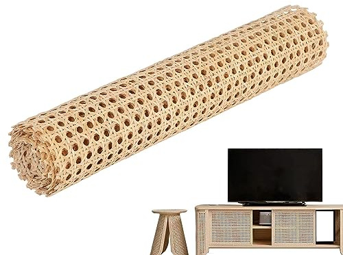 Huasean 1 Rolle Rohrgeflechtmaterial, 40 X 150 cm, Natürliche Rattanrohr-Gurtbandrolle Für Rohrgeflechtprojekte, Netz-Rattanstoff Für Heimwerker, Handwerk, Möbel, Stuhl, Schrank, Decke