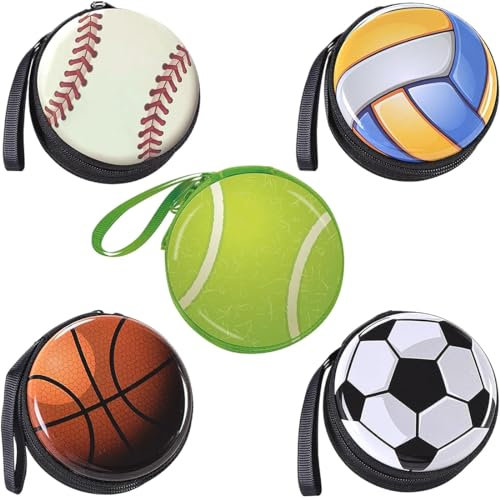 MenYiYDS - 5 Pcs Monedero para Niños, Monedero de Fútbol, Estuche con Cremallera, Regalos de Nacimiento Adecuados para Niños y Niñas (7 cm * 3,5 cm)