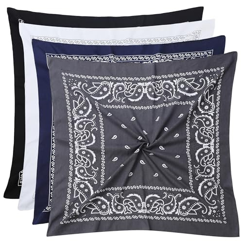 Mochabao 100% Cotton 27'' x 27'' Large Bandanas for Men & Women, Multi-Purpose Bandana Headbands, Square Head Scarf, Neutral Color