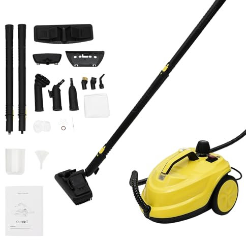 Limpiador a vapor de 2000 W, máquina de limpieza, limpiador de vapor con 13 accesorios, depósito de 1,8 l, escoba de vapor para suelo, ventana, sofá, 37 x 26,5 x 24 cm