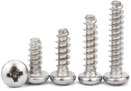 Aqxyhjk 20/100X 304 Edelstahl Kreuzschlitz-Flachkopf-Flachkopf-Blechschraube mit flachem Ende M1,2 M1,4 M1,6 M2 M2,6 M3 M3,5 M4M5(6mm,100pcs M1.2)