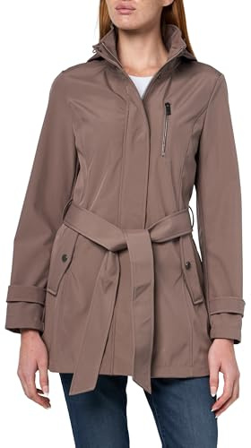 Nautica Women's Bonded Rain Jacket with Belt – Water-Resistant, Wind-Resistant Transitional Coat, Chestnut, Large
