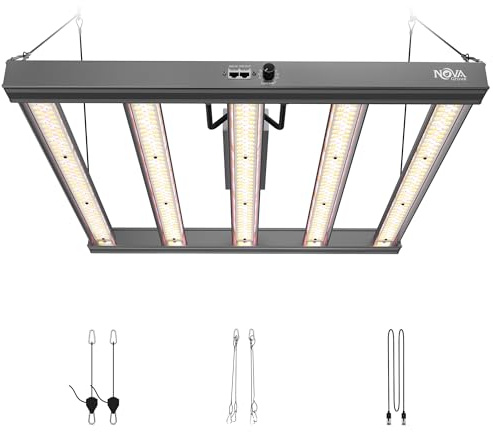 NovaGrove Pflanzenlampe LED Vollspektrum IR, 320W Grow Lampe für Growbox 90x90cm, Grow Light mit Dimmbar & Daisy Chain, PR32