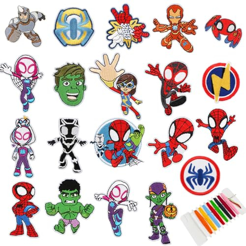 20 Stück Bügelflicken zum Kinder, Patches zum Aufbügeln Sortiert, Flicken zum Aufbügeln, Aufnäher zum oder Aufnähen Kinderkleidung, Kleidung, Jacken, Rucksäcke, Jeans