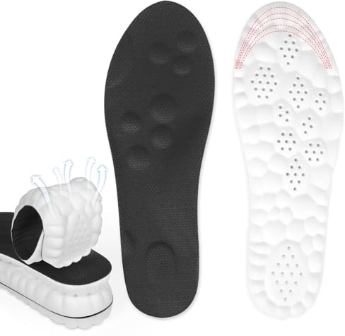 Steppers Insoles for Men & Women, 4D Memory Foam Cloud Footstr Insoles with Arch Support, Comfortable & Breathable Massage Shoe Inserts for Foot Pain & Fatigue (Black, US M 7-11/W 8.5-13.5)
