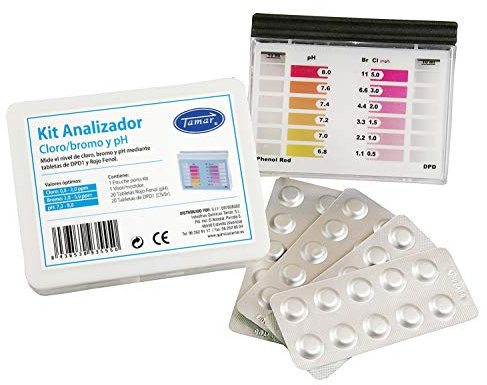 TAMAR - Kit Test DPD1 Chloro/Bromo et pH, jauge de Chlore/Brome et pH pour piscines, en pastilles