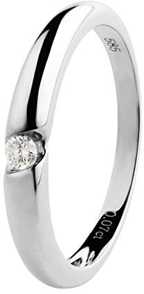Ardeo Aurum Damenring aus 585 Gold Weißgold mit 0,07 ct Diamant Brillant Verlobungsring Solitär-Ring