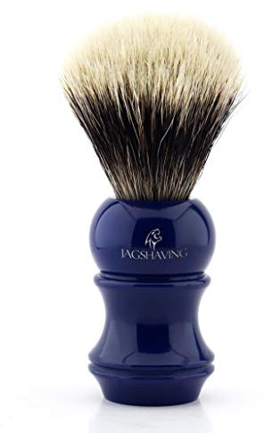 Ultra Selection Herren Rasierpinsel, 100% Dachshaar, Silberspitze, Blau