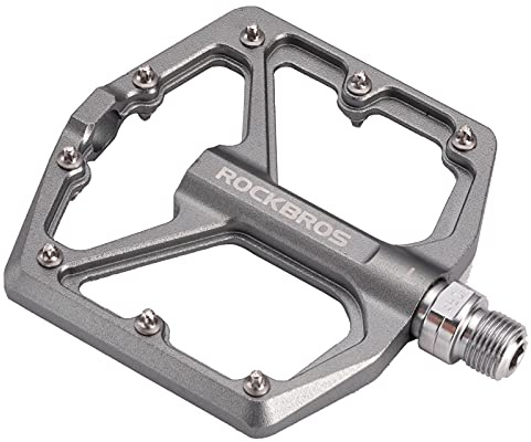 ROCKBROS Cykelpedaler Terrängcykelpedaler Aluminium Plattformspedaler Ultralätta Halksäkra Cykelpedaler 9/16 Tum för MTB E-cykel Stadscykel (Titan)