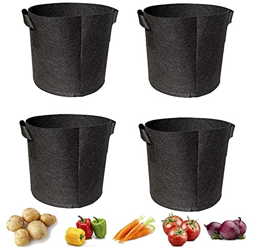 YDZB Paquet de 4 Sacs de Culture de Plantes de Pomme de Terre Pots de jardinière Contenant Un Tissu Non tissé Respirant Noir avec poignées pour Pommes de Terre Tomates Carotte (1 gallons)