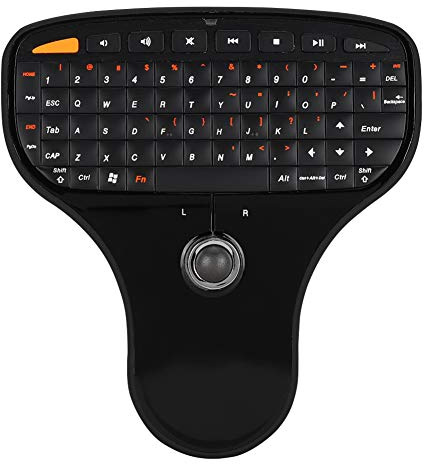 Plyisty Clavier sans Fil, Mini Clavier Multimédia USB avec Trackball sans Fil 2.4G, Ensemble Clavier et Souris de Poche 2-en-1, pour Ordinateur TV