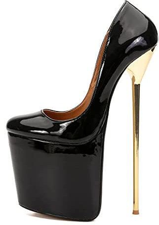 BeAUZQ Damen 22CM Sexy Plateau Stiletto Hochzeit Sandalen High Heels Plus Größe Unisex Bühnenperformance Pole Dance High Heel Stiefel,Größe40-48,Schwarz,40