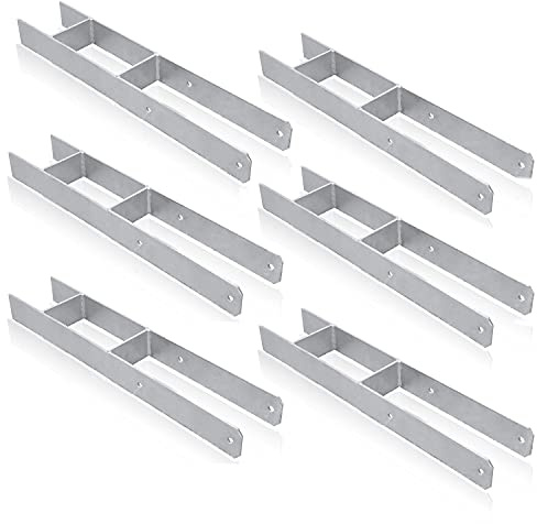 EINFEBEN Pfostenträger H-anker 91MM 6 Stück Pfosten Langlebig 91 x 600 x 60 mm Vierkantholzpfosten für Carport Zaun Pfosten